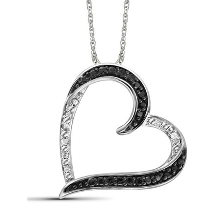 Diamond Open Heart Pendant - JewelersClub 1/10 Carat T.W. Black and White Diamond Sterling Silver Open Heart Pendant