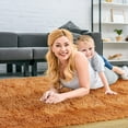 thumbnail image 3 of Lochas Soft Oval Rugs Fluffy Plush Modern Area Rug Shaggy Furry Carpet for Living Room Home Decor Play Mat,2.6'x5.3',Khaki, 3 of 7