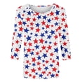 thumbnail image 5 of Vetsdori Red White and Blue T Shirts for Women 3/4 Sleeve Plus Size Summer Pullover American Flag,July 4th Casual Graphic Fashion Ladies Tops Crew Neck, 5 of 5