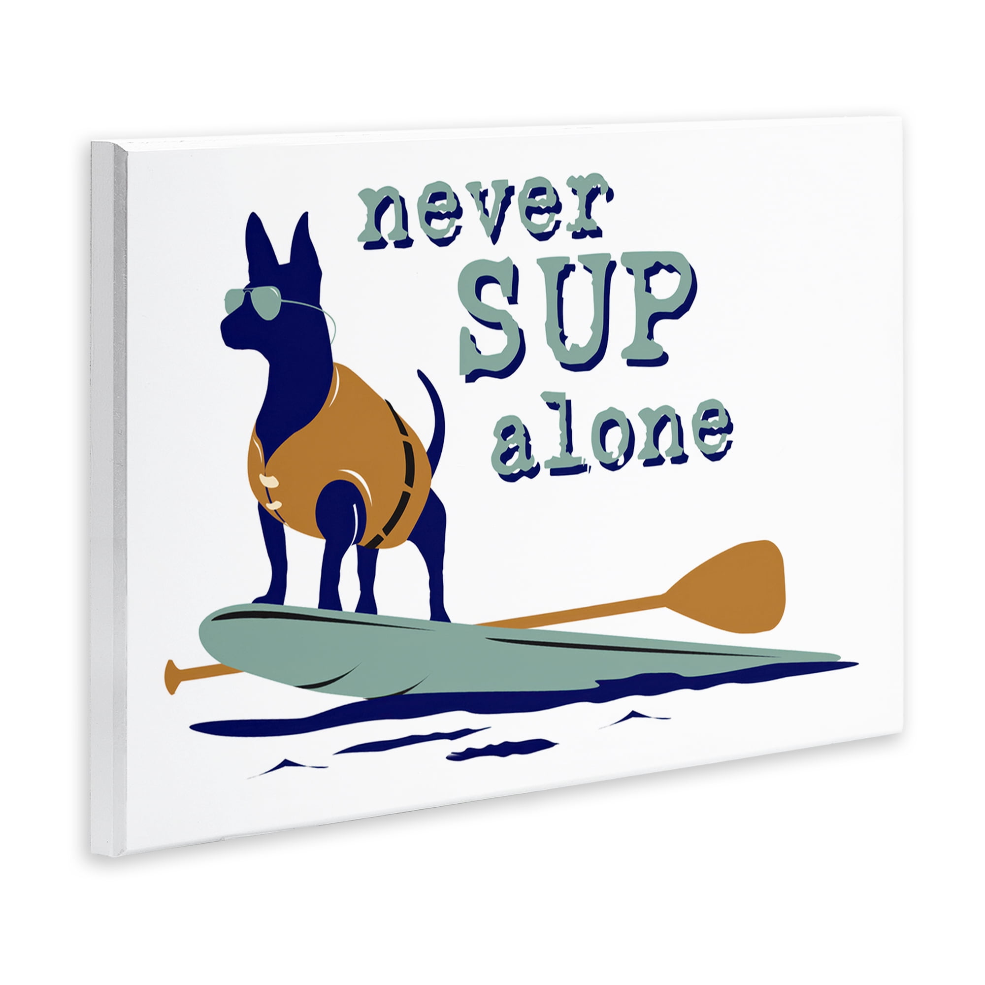 Stupell Industries Never Paddleboard Alone Dog Animals Painting Unframed Art Print Wall Art, 15 x 10
