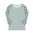 thumbnail image 6 of LJEFF Girl 3/4 Sleeve T-Shirt, Checkered Crew Neck Casual Spring Casual Tops for Girls Mint Green Size 13, 6 of 7