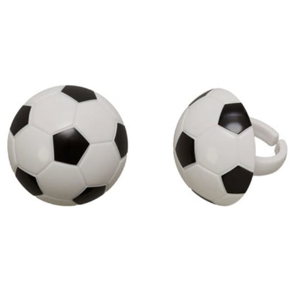 Soccer Ball Cupcake Rings - 24 Count