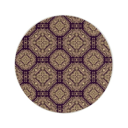 

Circular Drink Coasters Set Purple Gold Diamond Pattern Beautiful Home Decor Diatomite Heat-Resistant Diatomite Protect Table Countertop