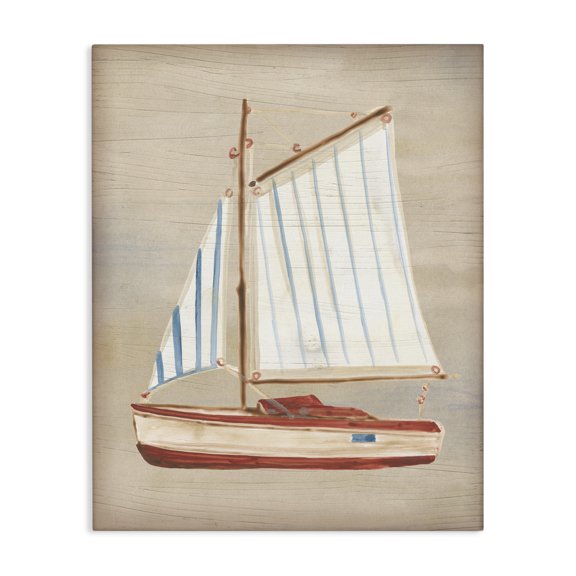 Stupell Industries Coastal Rustic Red Sailboat Canvas Art, 16 x 20, by June Erica Vess