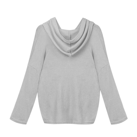 JINMGG V Neck Sweaters for Women Fall Winter Clearance,Women Fashion Loose Large Size Solid Color Hood Long Sleeves Sweater Tops