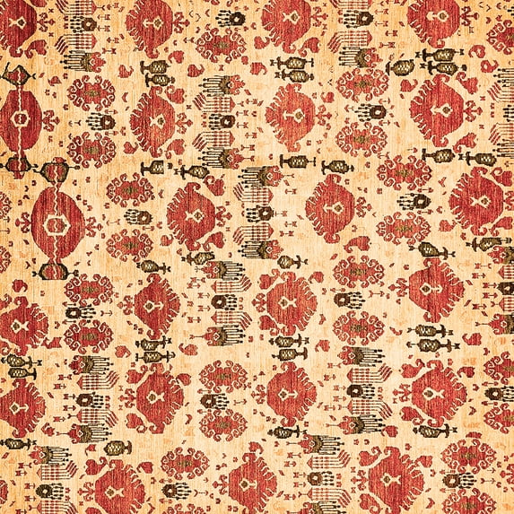 Ahgly Company Indoor Square Abstract Orange Modern Area Rugs, 5' Square