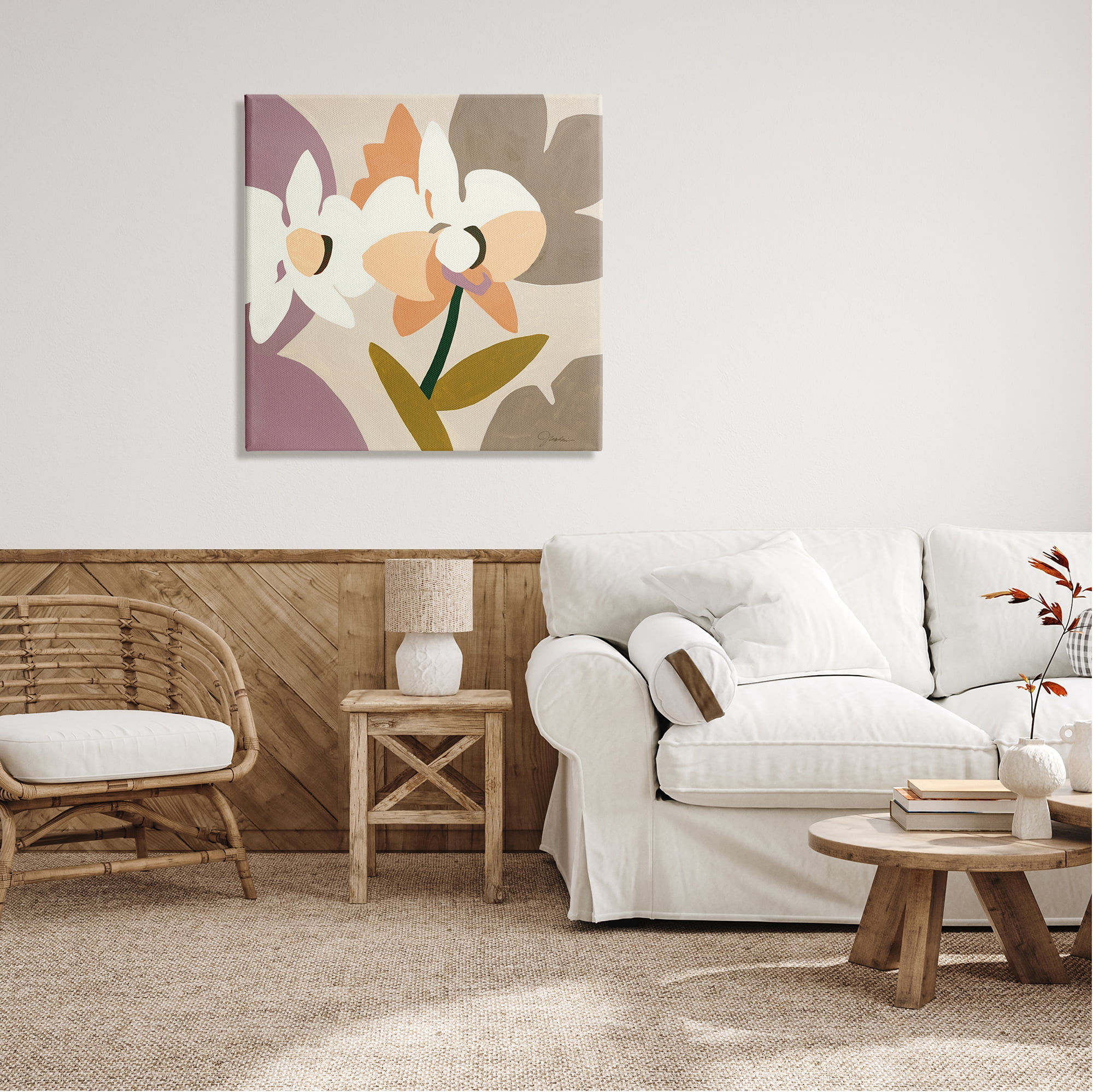 Stupell Industries Contemporary Beige Orchids Abstract Painting Gallery Wrapped Canvas Print Wall Art, 30 x 30