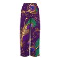 thumbnail image 4 of Mardi Gras Pants for Women Graphic Mask Print Holiday Party Lounge Pants Loose Casual Wide Leg Pants with Pockets, 4 of 4