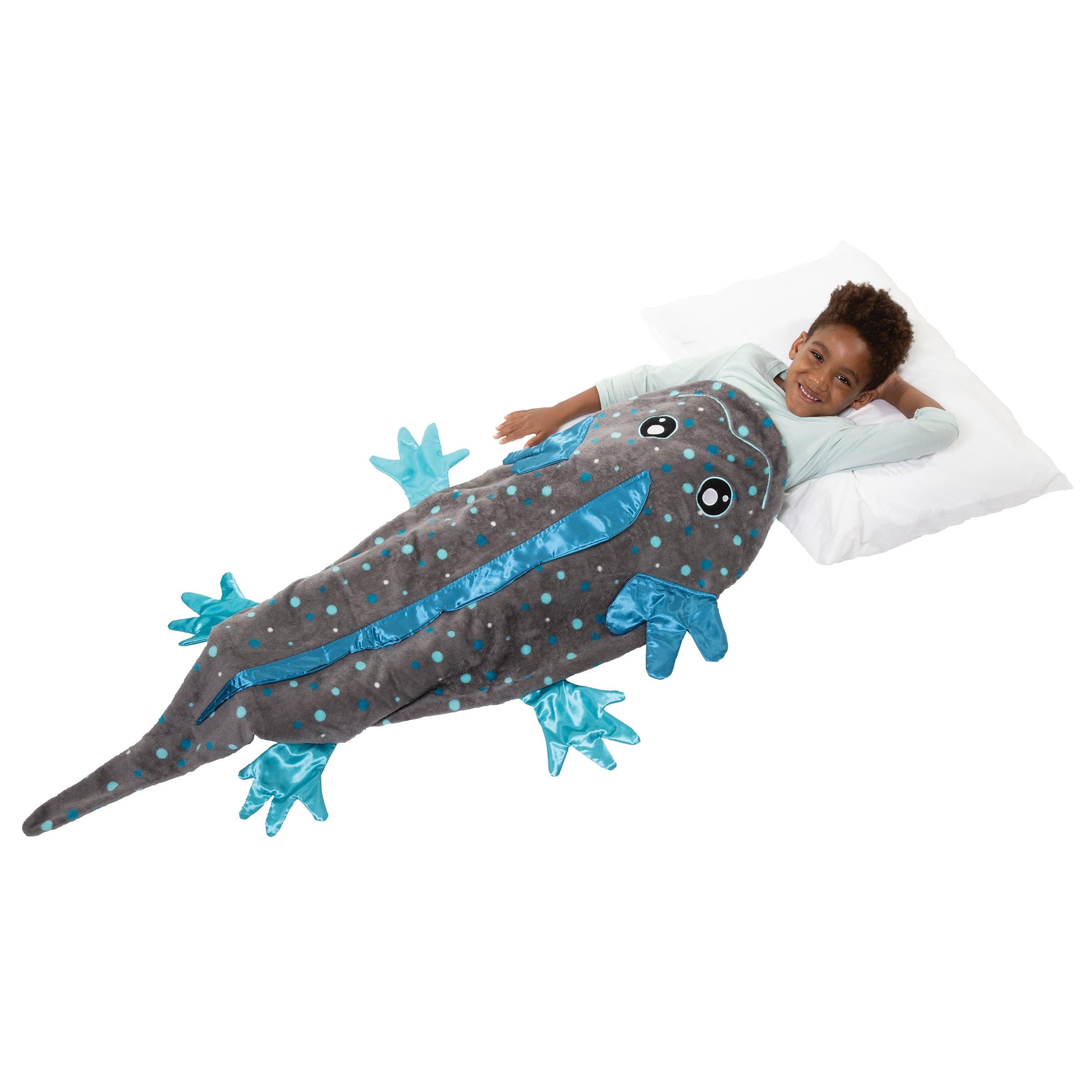 Snuggie Tails, The Original Wearable Blanket with Sleeves, Super Soft Throw Fleece, Axolotl, Ages 5+
