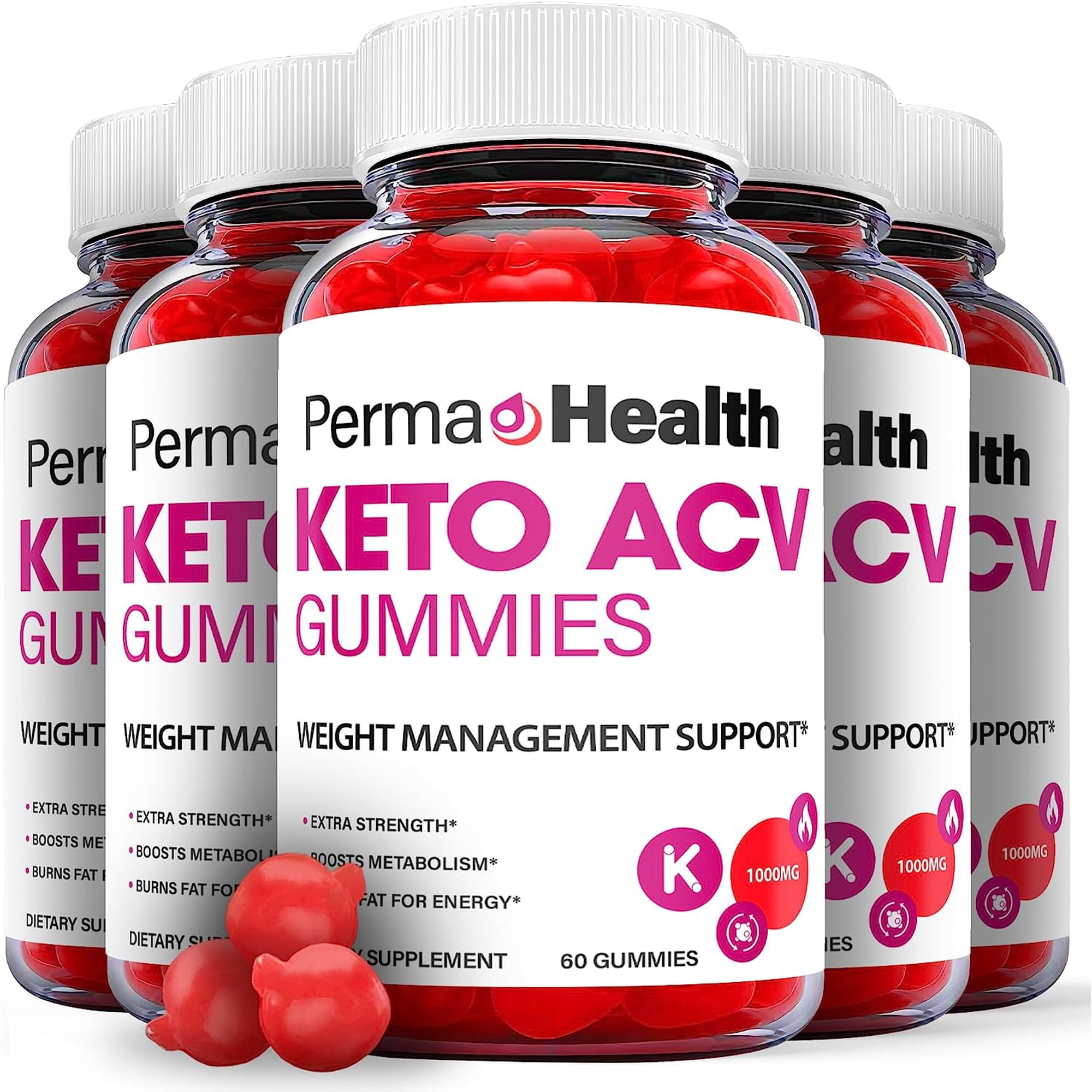 (5 Pack) Perma Health Keto ACV Gummies - Supplement for Weight Loss - Energy & Focus Boosting Dietary Supplements for Weight Management & Metabolism - Fat Burn - 300 Gummies