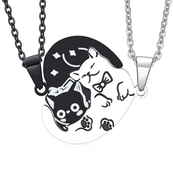 VNOX Matching Necklace for Couples, Personalized Yin Yang Pet Pendant Necklace, Boyfriend and Girlfriend Promise Couples Necklaces for Him and Her, Relationship Jewelry Gift for Couples Best Friends