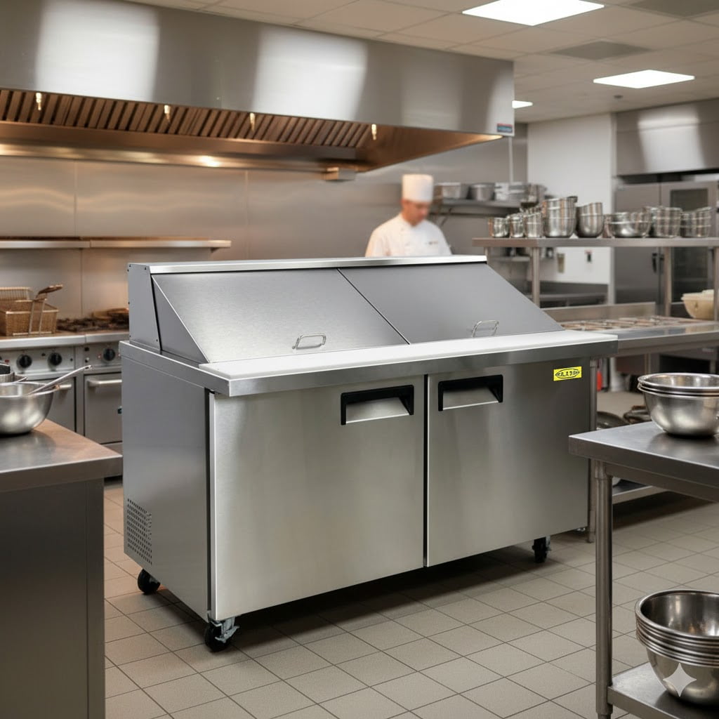 60" Mega Top Sandwich Prep Table, 24 pans, 15 cu.ft., NSF/ETL, Commercial Food Prep Refrigerator