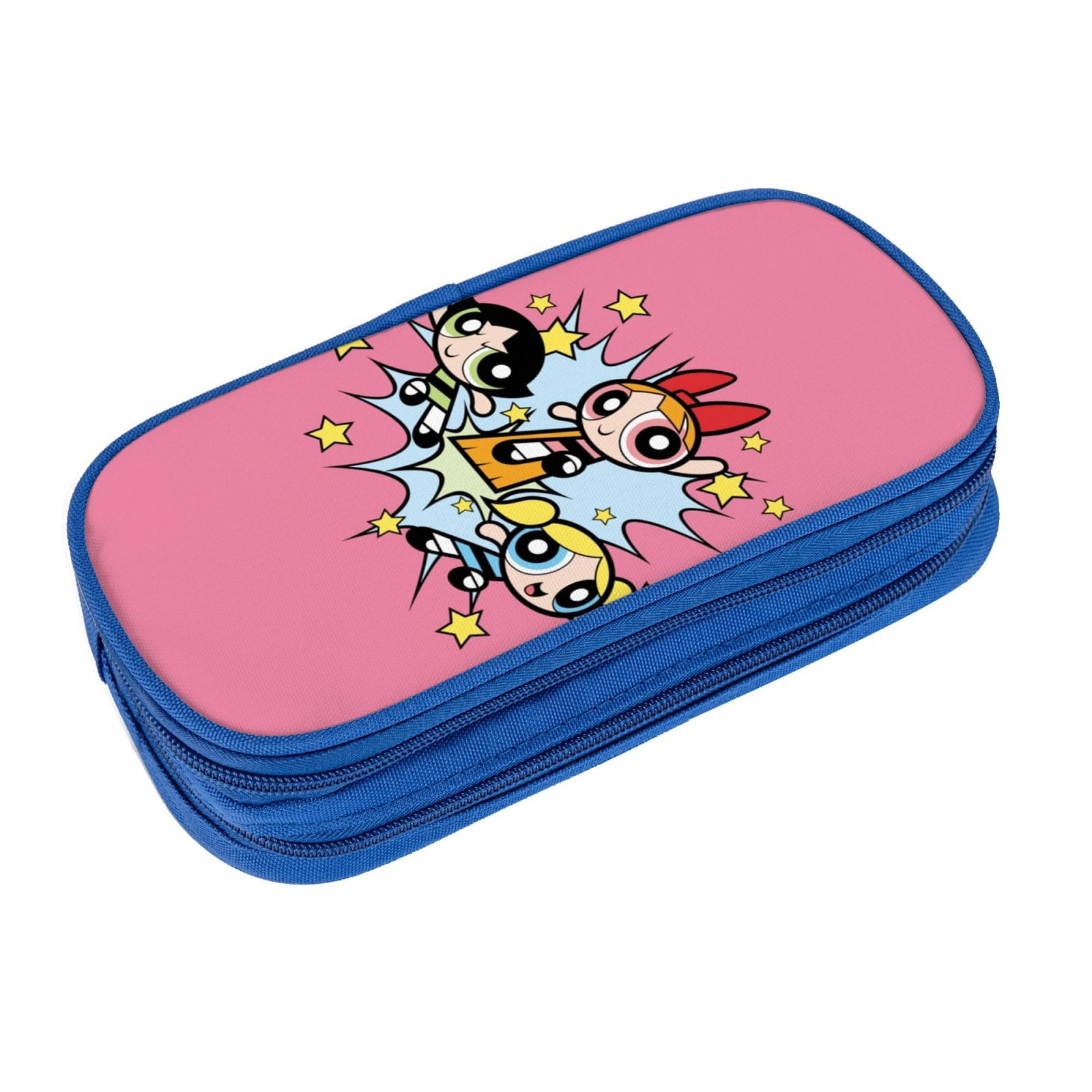 The Powerpuff Gi-rls Pencil Case Large Capacity Pencil Pouch Penbag Office Stationery Organizer Travel Makeup Bag Blue