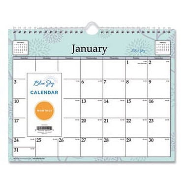Nekmit Academic Yearly Monthly Wall Calendar, Wirebound Calendar For