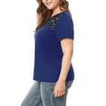 thumbnail image 4 of Agnes Orinda Women's Plus Size Lace Insert Short Sleeves Round Neck T-shirts, 4 of 6
