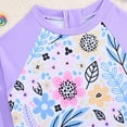 thumbnail image 6 of lnmuld Kids Swimsuits Long Sleeve Swimsuit Set Floral Gradient Scale Print Detachable Ruffle Skirt Matching Swim Cap Color:Purple,Size:3-4 Years, 6 of 9