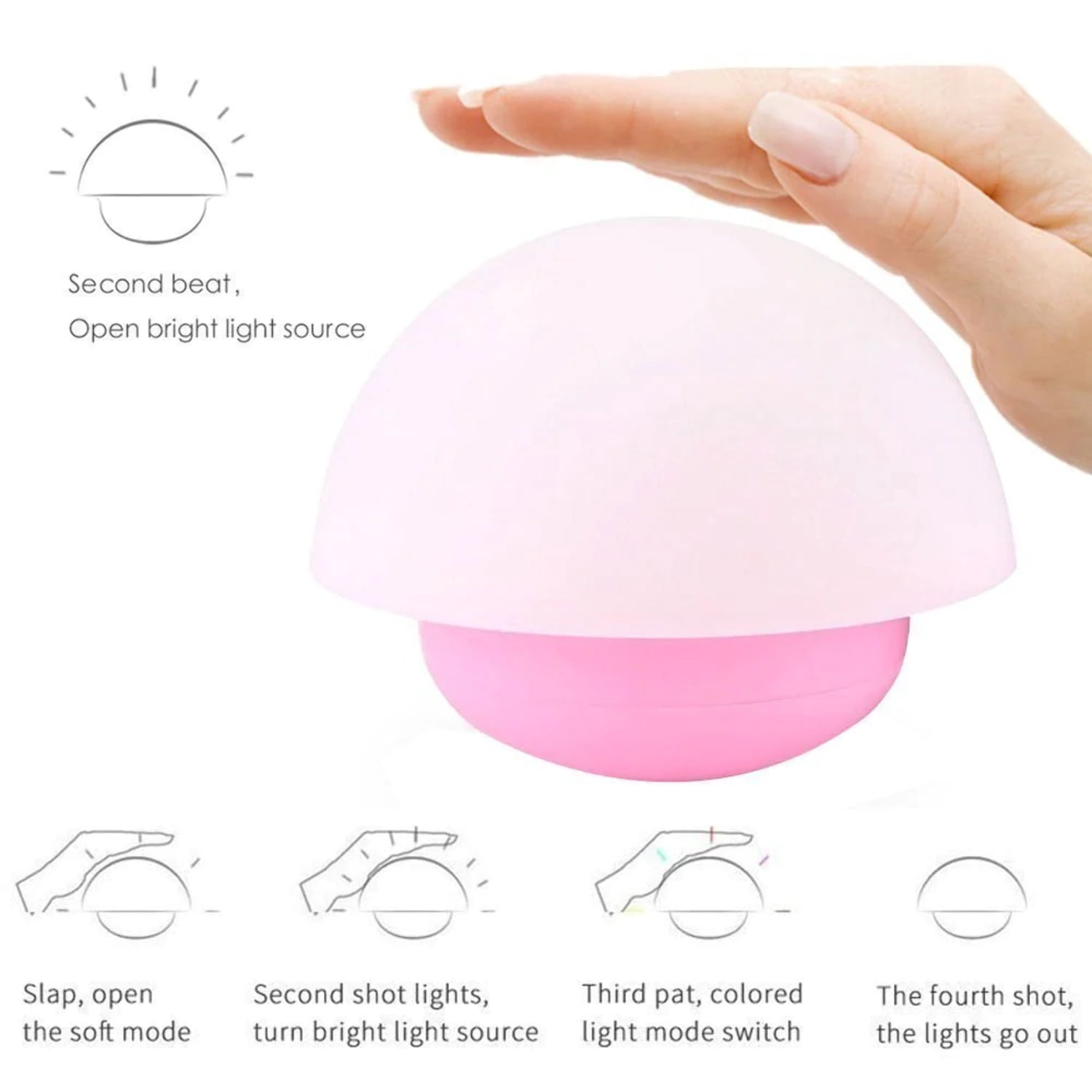 Mushroom Design Touch Sensor Night Light (USB Charging) - Great for Babys Room