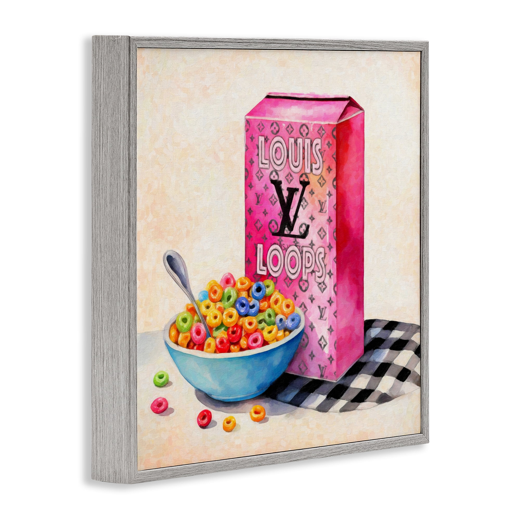 Stupell Industries Fashion Loops Cereal Gray Framed Giclee Art, design by Grotto Studios
