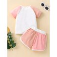 thumbnail image 4 of Toddler Baby Girls Boys Summer Clothes Outfit Sun Printed Set Short Sleeve Crewneck T-Shirt Patchwork Shorts Set 9M 12M 24M 3Y 4Y, 4 of 10