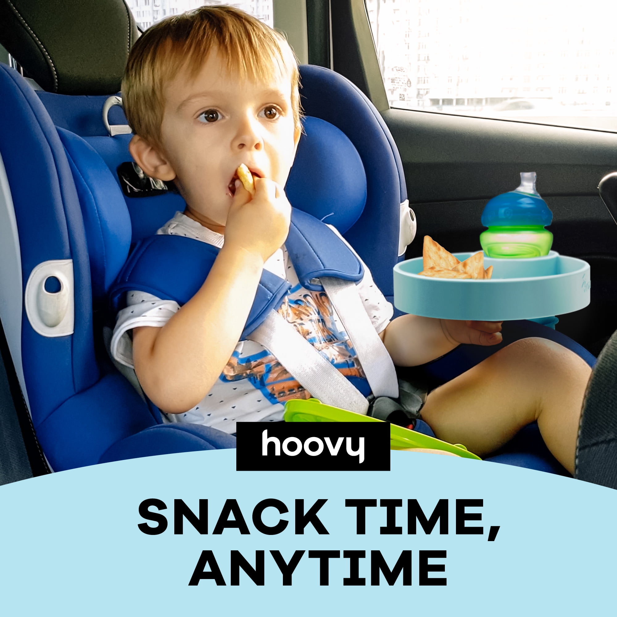 Hoovy Silicone Travel Snacker for Toddlers, Teal Baby Food Storage for Car Seat