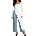 thumbnail image 2 of THDHVS Long Sleeve Dress for Women,Womens Dresses,Solid Color Long Sleeve T Shirt Dress with Asymmetric Hem for Yoga or Casual White, 2 of 6