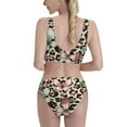 thumbnail image 3 of Daiia Leopard Dots printed 2 piece Swimsuit Bikinis for Women High Waisted Racerback Bathing Suits Summer Tummy Control Scoop Neck Swimwear-X-Large, 3 of 8