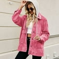 thumbnail image 2 of Previn Women's Denim Jacket Hooded Jean Jacket Soft Long Sleeve Button Down Pocket Oversized Baggy Loose Fit Light Washed Spring Fall Top Collared Detachable Hood Pink Medium, 2 of 5