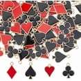 thumbnail image 1 of 96 piezas de 4 estilos de dijes de naipes, dijes de póker a granel, dijes de aleación de esmalte, corazón, rombo, flor de ciruelo, lindos dijes rojos y negros, 1 of 6