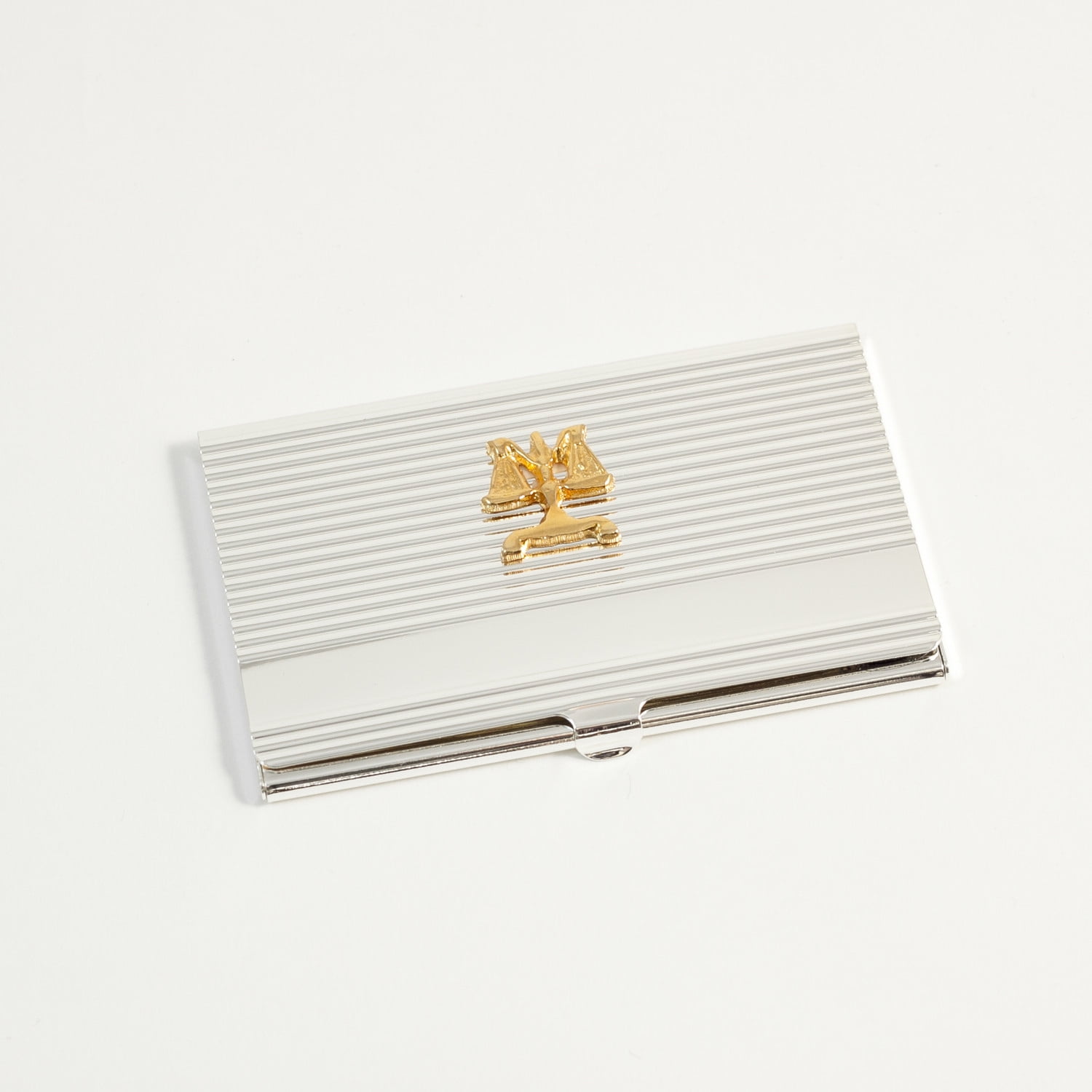 Silver Plated Business Card Case with Gold Plated "Legal" Emblem