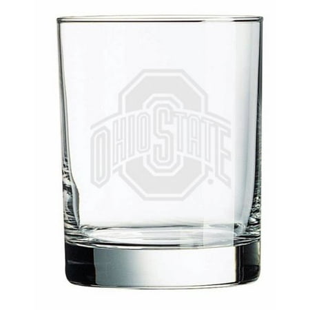 Ohio State Buckeyes Stained Glass - Ohio State Buckeyes Deep Etched Double Old Fashion Glass