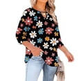 thumbnail image 4 of Babysbule Crewneck with Front Cutout 3/4 Sleeve, Position Print, Blouse & Top (Women's Plus Size), 4 of 6