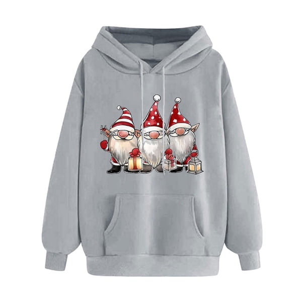 WILLBEST Sudadera de Mujer con Capucha Estampada Navideña para Otoño/Invierno, Talla Grande, Gruesa, Informal y Holgada Chica