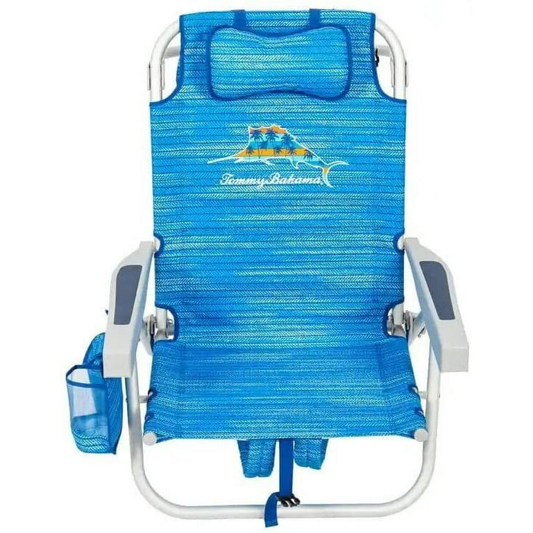 Tommy Bahama Backpack Beach Chair 5 Position Classic Lay Flat Insulated  Cooler Towel Bar-Storage Pouch 2022 New Model Tropical Sunset, 1 Pack  Red/White/Blue 