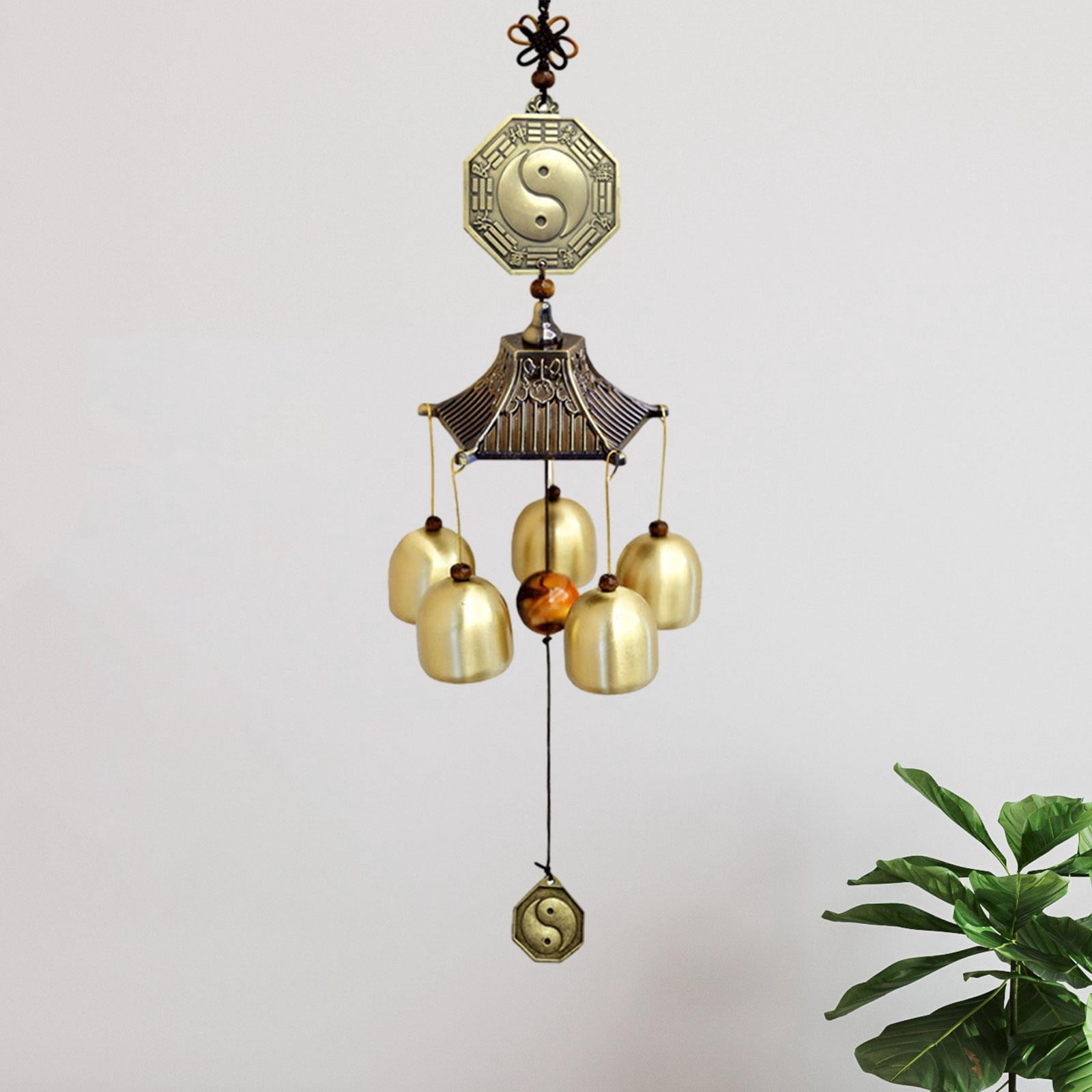 Wind Chime Bagua Wind Chime Pendant Handmade 5 Bells Brass Unique Windchime Temple Wind Bell Wind Chimes for Outside for Home