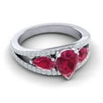 thumbnail image 3 of Diamond-Capitals 2.00 Carat Pear Cut Red Ruby Gemstone & Natural Diamond Elegant Engagement Ring for Women Solid 14K White Gold Size 5, 3 of 8