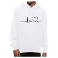 thumbnail image 3 of Floleo Clearance Fall Clothes For Women Men's And Women's Valentine's Day Heart Print Loose Pullover Hooded Sweatshirt White, 3 of 9