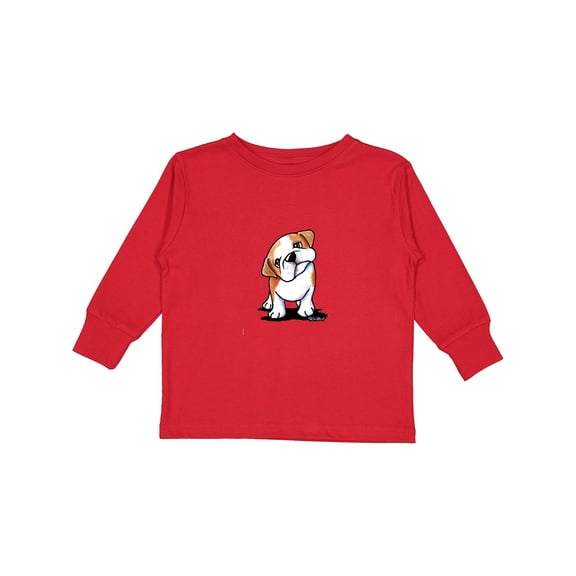 Inktastic Kiniart Bulldog Puppy Boys or Girls Long Sleeve Toddler T-Shirt