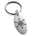 thumbnail image 1 of Stainless Steel Evergreen Compass Snowflake Engraved Small Oval Charm Keychain Keyring, 1 of 1
