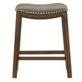thumbnail image 2 of Homelegance 24" Counter Height Wooden Bar Stool Saddle Seat Barstool, Gray Brown, 2 of 5