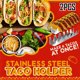 thumbnail image 1 of Stainless Steel Taco Stand Set | Pancake Corn Roll Holder | Multi-Frame Durable Crepe Tortilla Tray | Wear Resistant Easy Clean | Side Handle | Holds 5-6 Shells | 2 Pack | 13.39 x 2.60 x 1.89 in, 1 of 9