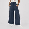 thumbnail image 2 of Sewkxo Womens Casual Wide Leg Sweatpants Acid Wash Elastic Waisted Palazzo Pants Trousers with Pockets,Black L, 2 of 7