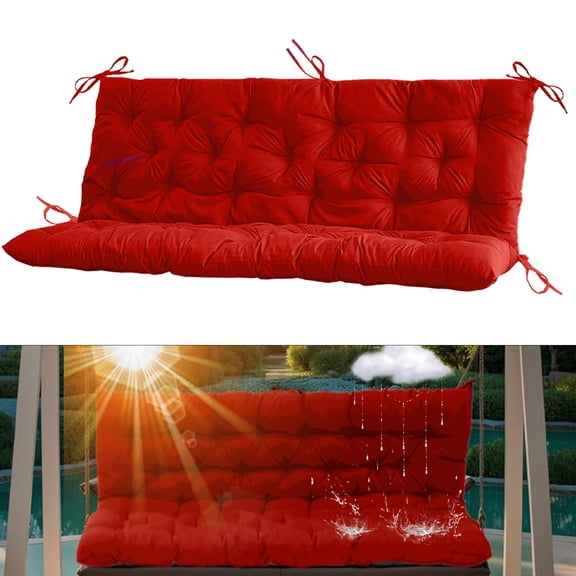 Porch Swing Cushions Outdoor, Waterproof 4" Thick 2–3 Seat Outdoor Swing Seat Cushion with Ties for Garden & Porch
