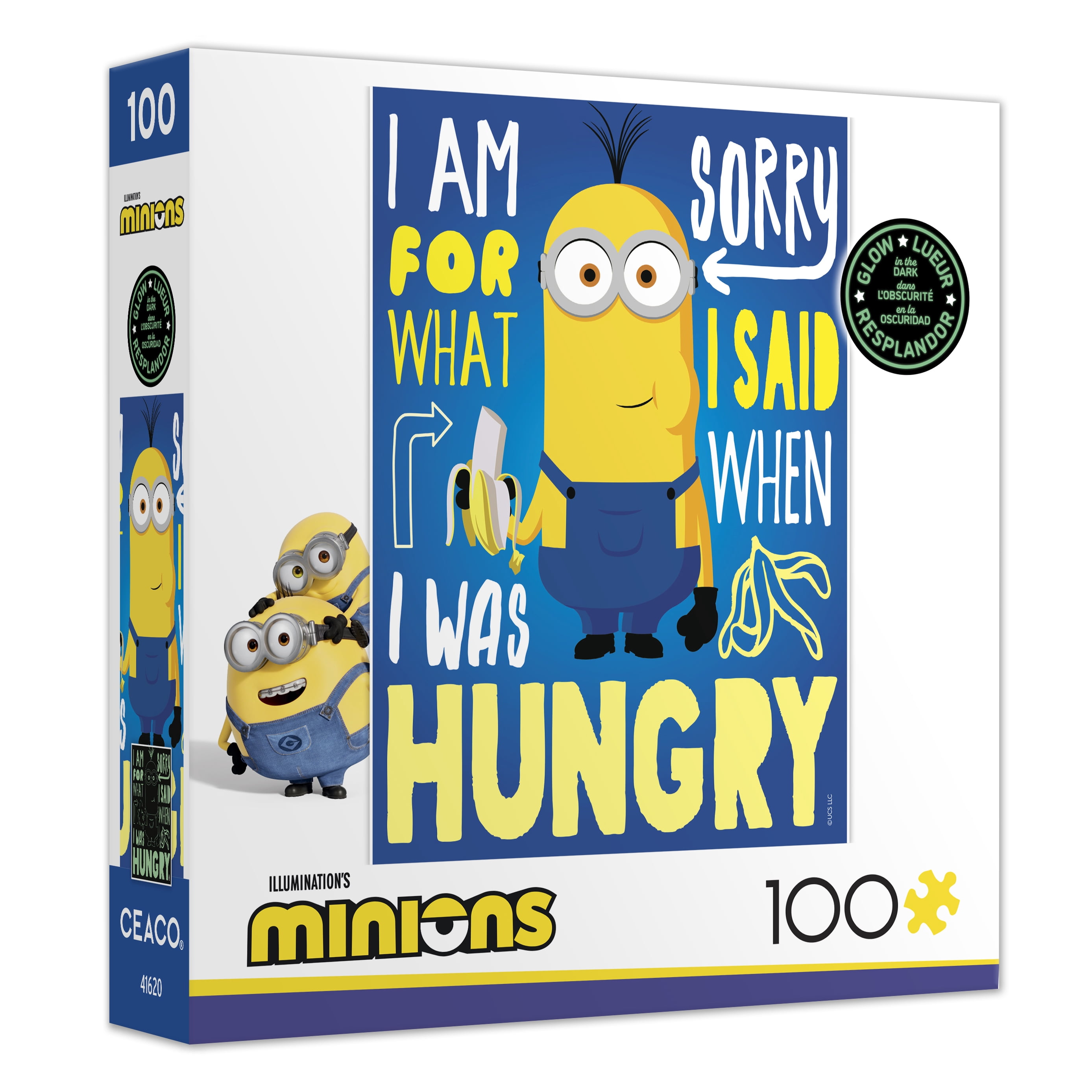 Ceaco Minions I Was Hungry Glow 100-Piece Interlocking Jigsaw Puzzle for Children Ages 6+
