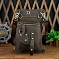 thumbnail image 4 of Mens Genuine Leather Motorcycle Tactic Fanny Belt Waist Pack Drop Leg Cross Over Bag, 4 of 5