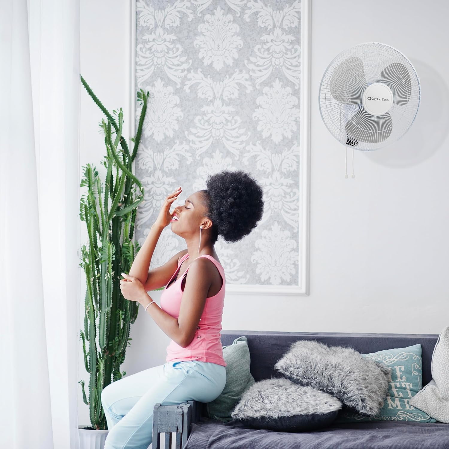 Comfort Zone 16" Wall Mount Fan, White