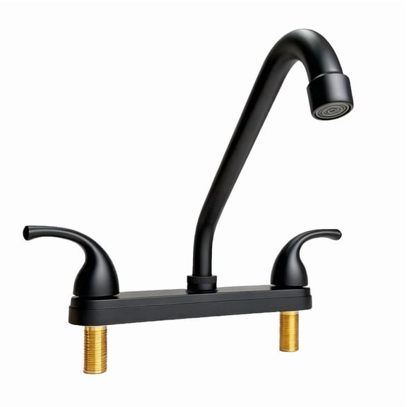 RV Camper Kitchen Sink Faucet, 8 Inch Centerset 2 Handles Design, High Arc 360° Swivel Spout, Compatible with 8in 2/3 Holes Sinks for Motorhomes, Travel Trailers & Mobile Kitchens