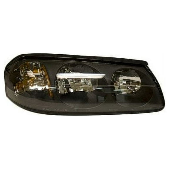 Right Passenger Side Headlight Assembly - Black Bezel, without Center Bulb Shield - Compatible with 2004 - 2005 Chevy Impala (From 02/06/2004)
