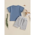 thumbnail image 6 of Toddler Baby Boy Summer Clothes Set 6 12 18 24 Months 2T 3T Letter Print Short Sleeve Round Neck T-Shirt Elastic Waist Shorts Outfit, 6 of 9