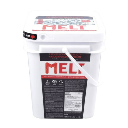 MELT 25 lb Bucket Calcium Chloride Pellets Professional Strength Ice (Best Ice Melt For Concrete)