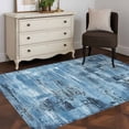 thumbnail image 3 of 3'x5' Rug for Living Room Bedroom, Blue Abstract Washable Area Rugs Non-Slip Carpet Mats, Vintage Geometric Gradient Oil Painting Simple Indoor Low Pile Area Rug Runner for Kitchen, Mudroom, 3 of 8